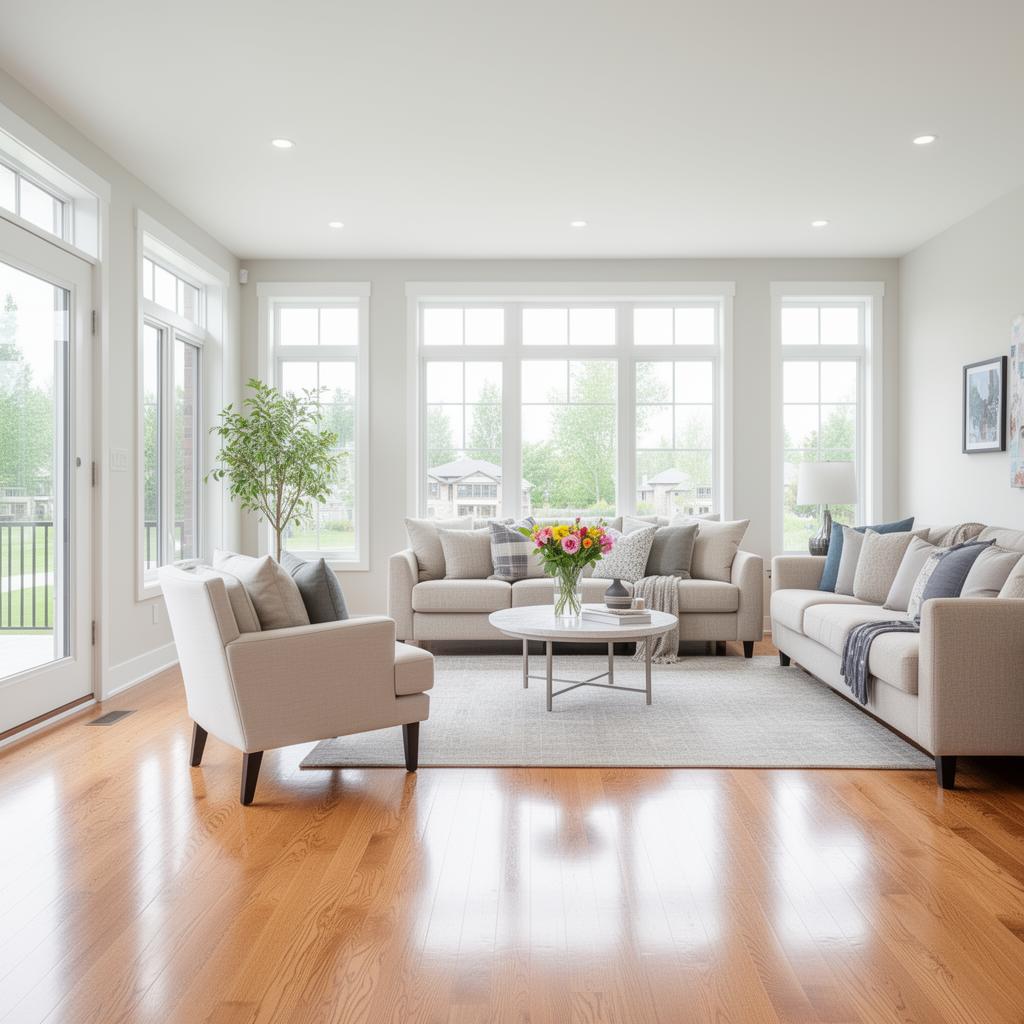 Bright, freshly cleaned modern living room